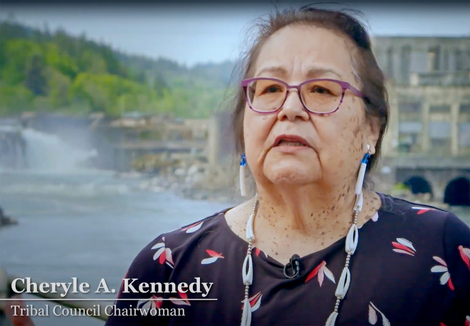 Video still depicting Cheryle Kennedy, tribal council chairwoman of the Confederated Tribes of Grand Ronde.