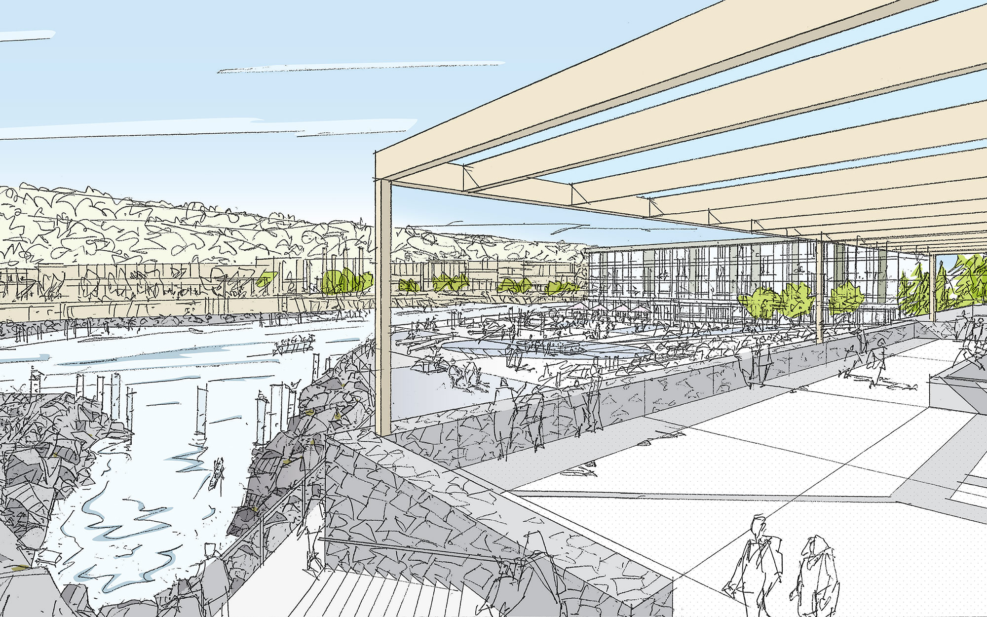 Architect's drawing of the Willamette Falls redevelopment.