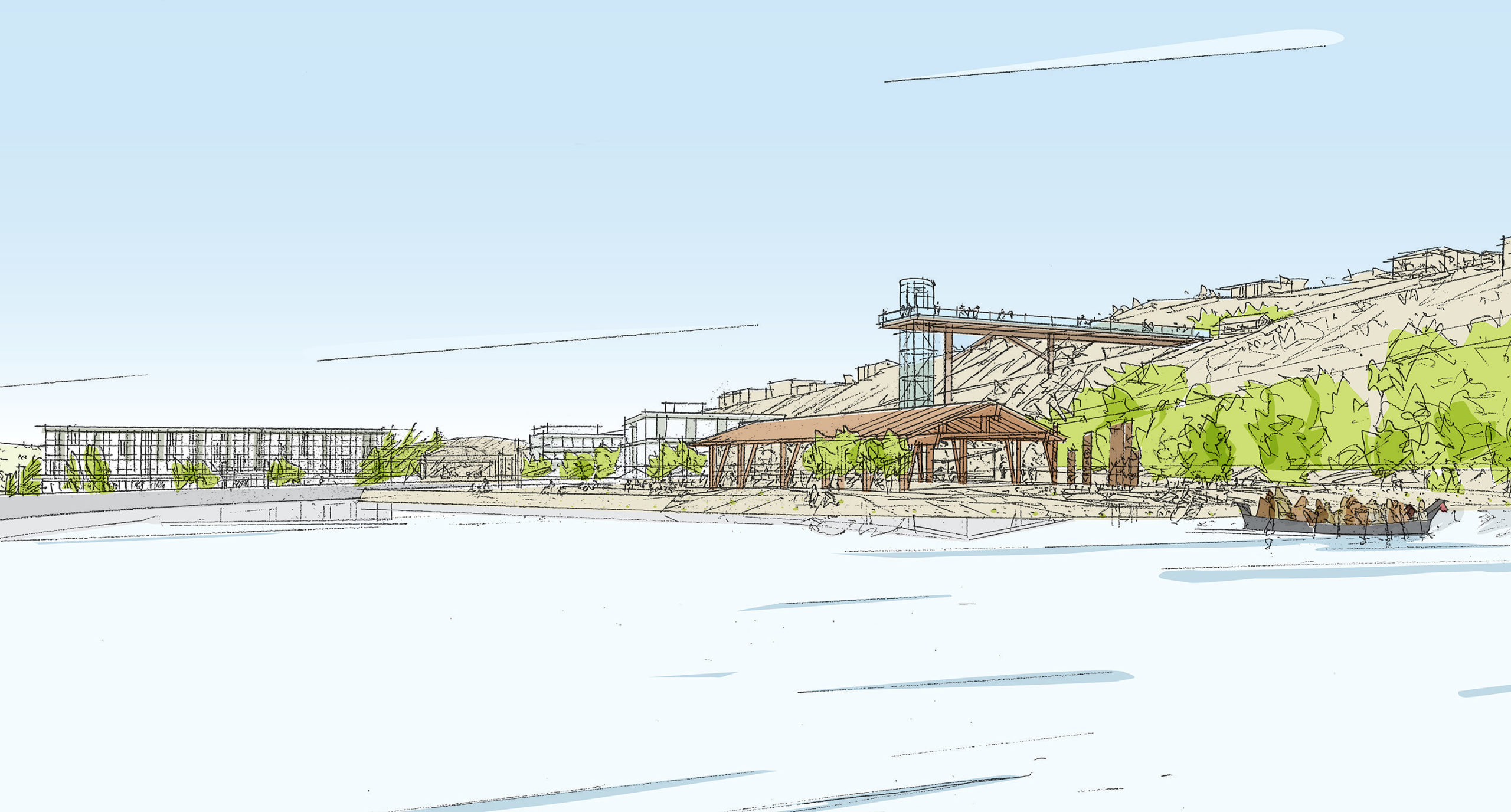 Architect's drawing of the Willamette Falls redevelopment.