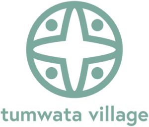 Tumwata village logo in green.